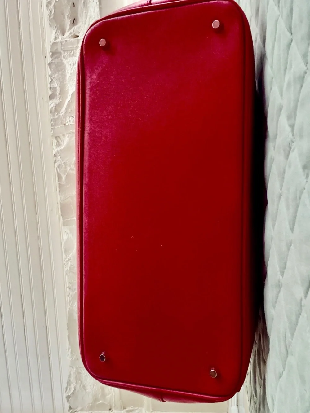 Furla Linda Saffiano Red Leather Top Handle Tote Bag Purse w/ Dustbag EUC